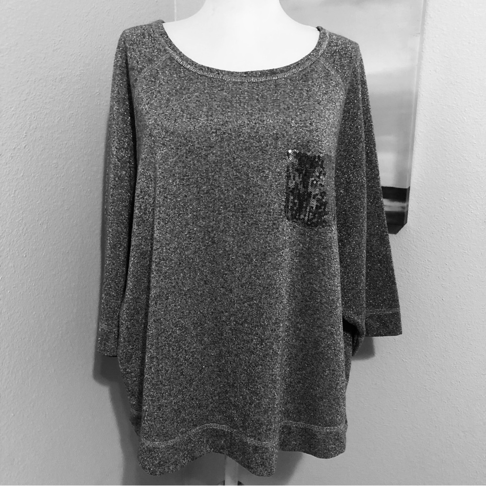 Lane Bryant women’s Gray Top with Sequin Pocket